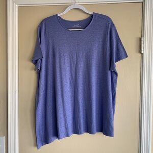 Pure Jill PJ Seamed Asymmetric Tee Sz.2X Linen Blend Purple Lavender Shirt